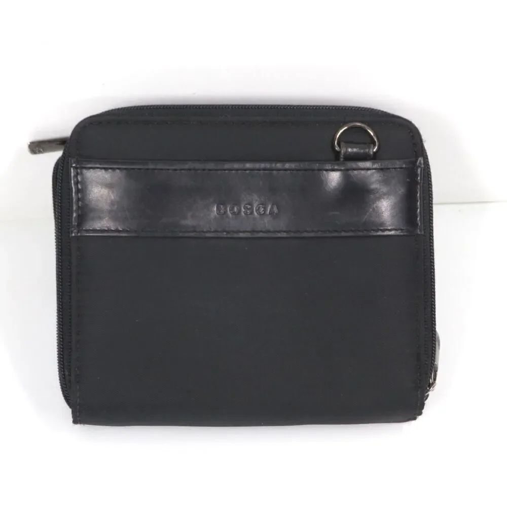 Bosca Newport Napa Leather Trim & Nylon Double Zip Wallet No Strap